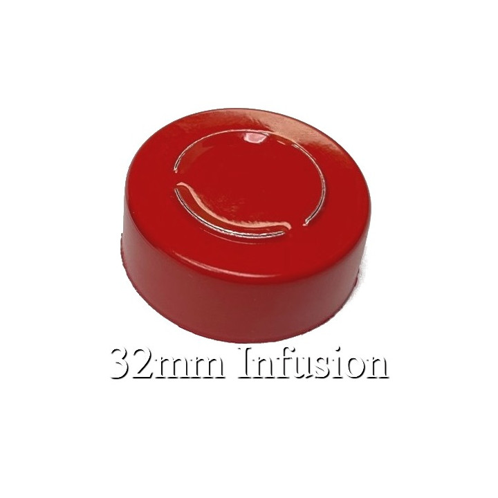 32mm Center Tear Infusion Vial Seals, BLAZE Red, pk of 100