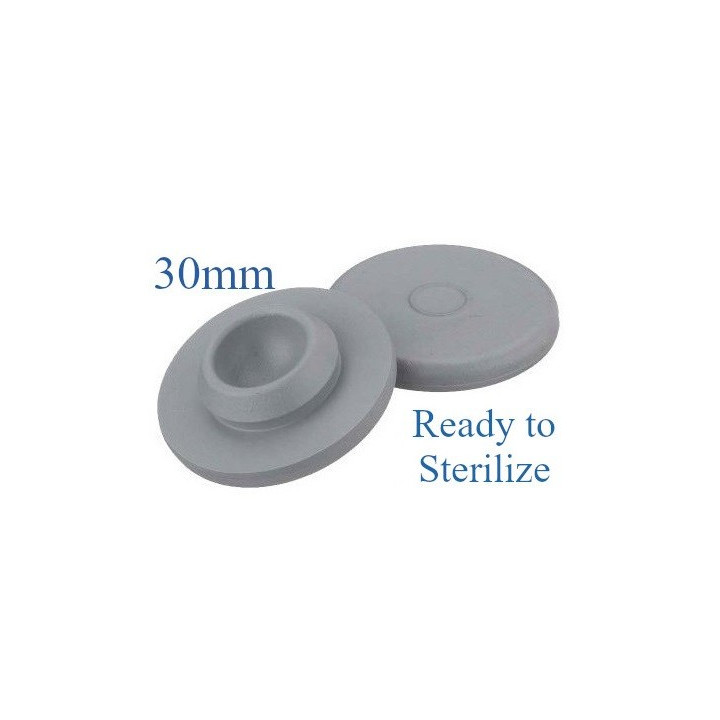 Ready to Sterilize Vial Stoppers, 30mm Bromobutyl, Bag of 1,000