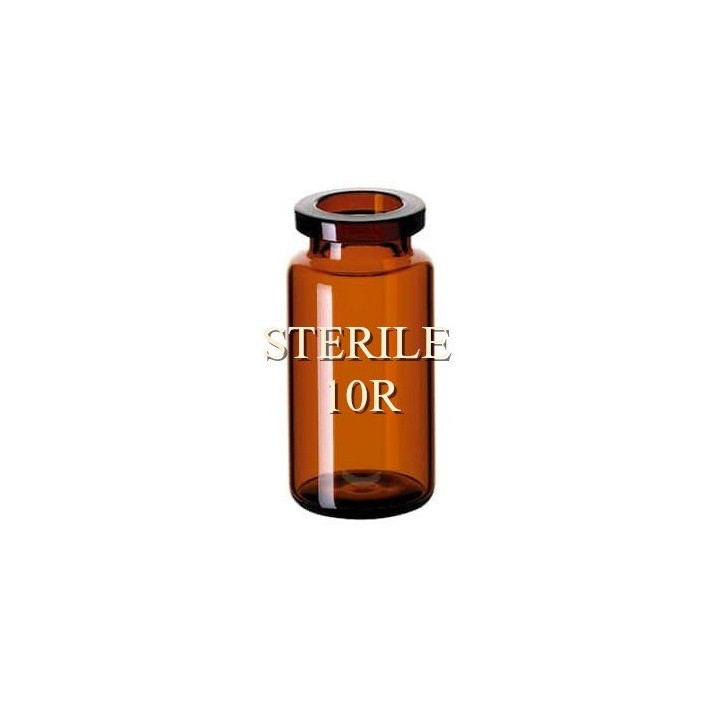 ISO 10R 10ml Amber Open Sterile Vial, Nested Tray of 96