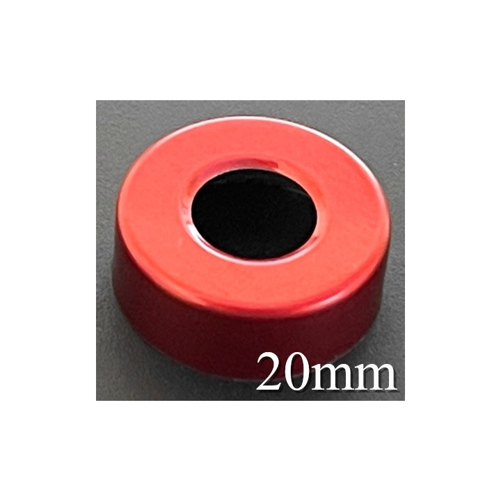 20mm Hole Punched Vial Seals, Red, Bag 1000