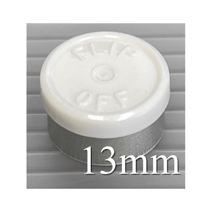 13mm Flip Off Vial Seals, White, Bag of 1000