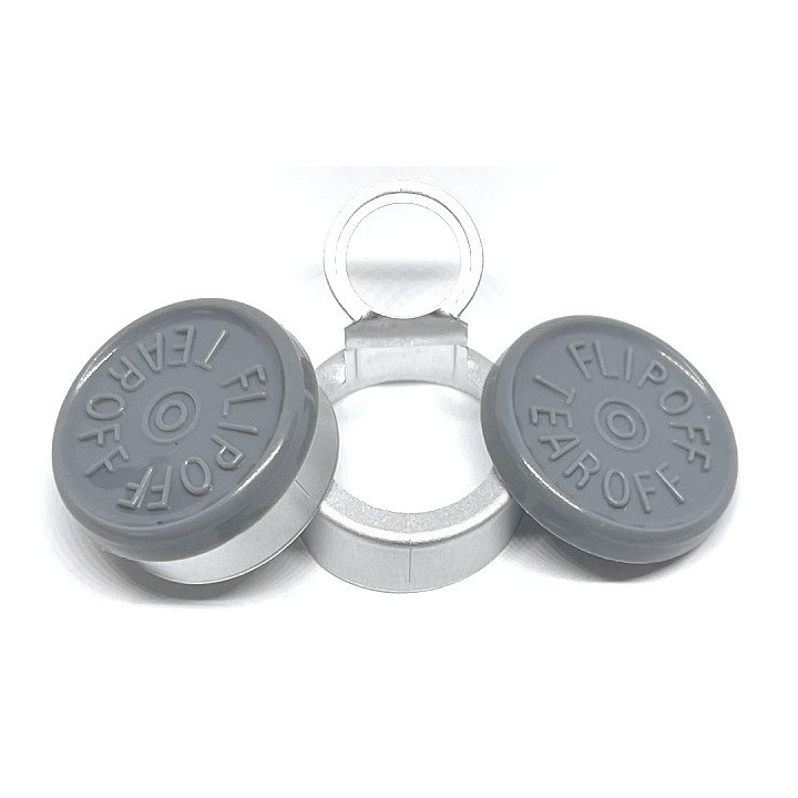 20mm Flip Off-Tear Off Vial Seals, Dark Gray, Pack of 100