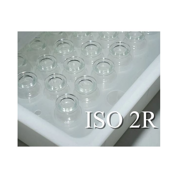 ISO 2R Clear Open Sterile Vials, Manual Fill, Nested Tray, 100pc