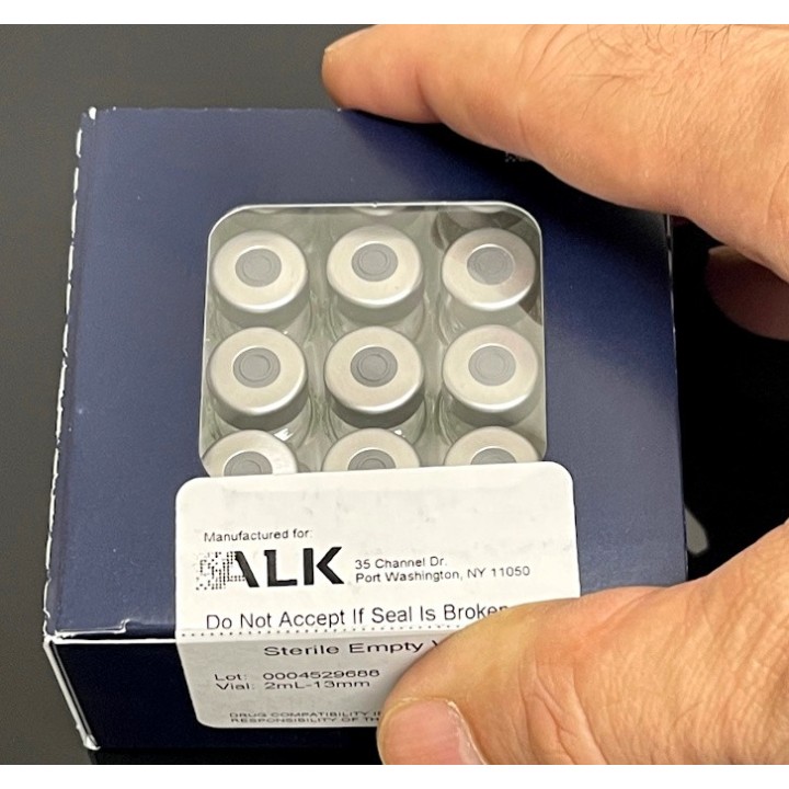 ALK 2mL Clear Sterile Serum Vials, Silver Seals, Pack of 25