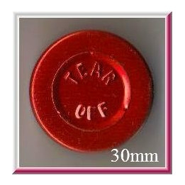30mm Center Tear Vial Seal, Red, Pk 250
