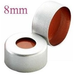 8mm Aluminum Vial Seals with Teflon Septa, pk 100