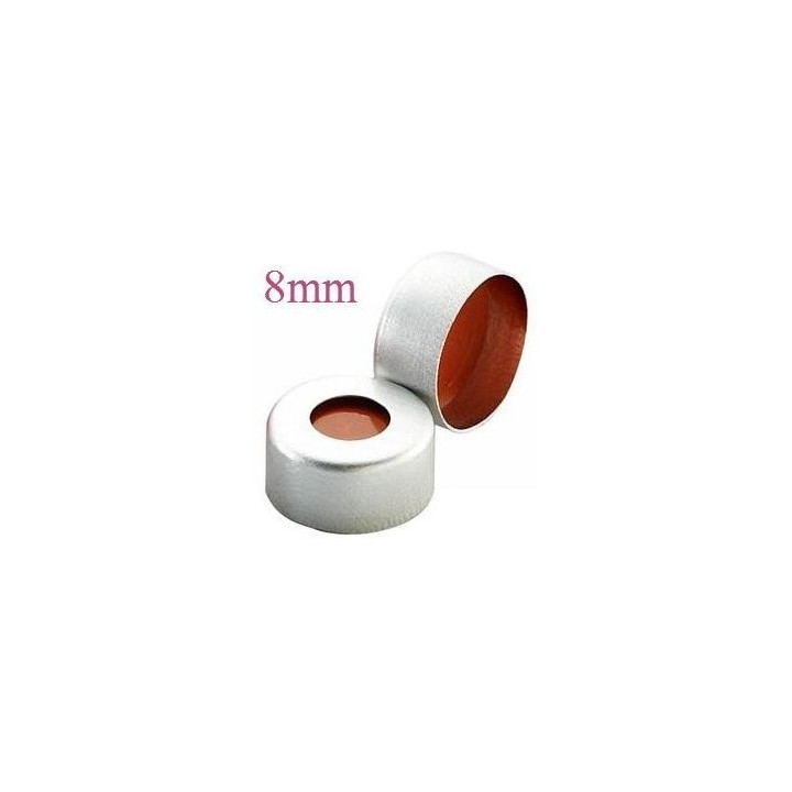 8mm Aluminum Vial Seals with Teflon Septa, pk 100