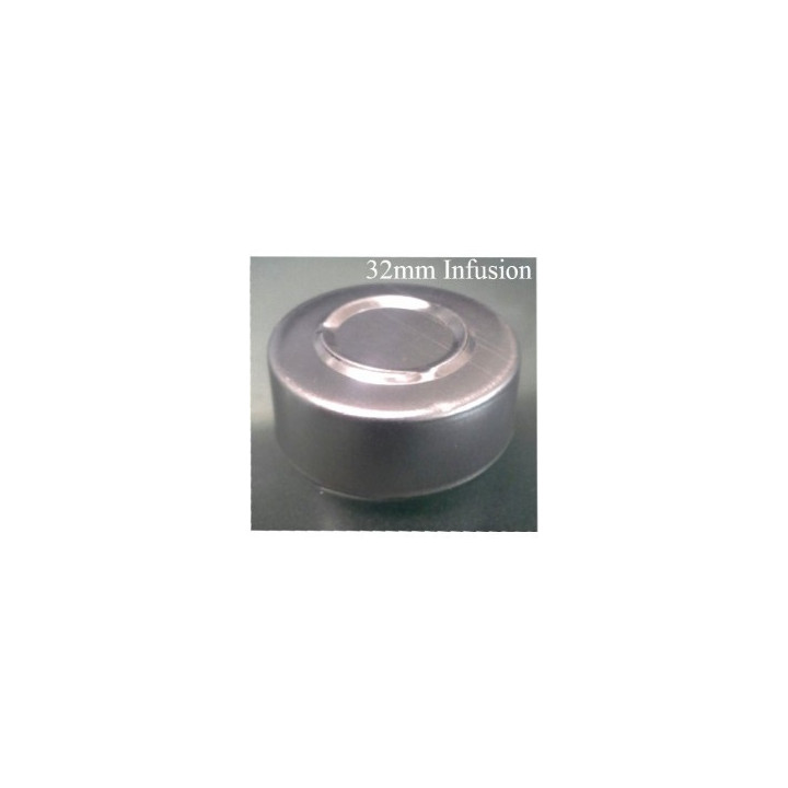 32mm Center Tear Infusion Vial Seals, Silver, pk of 100