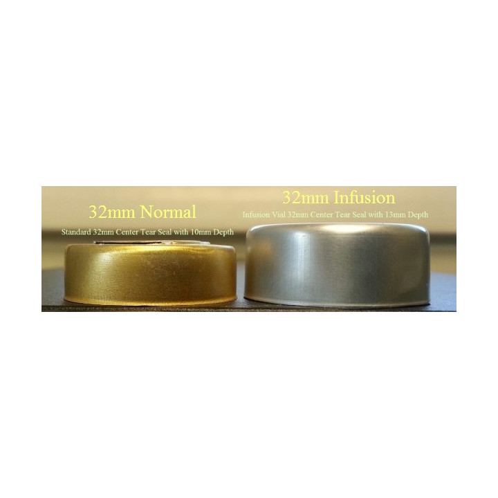 32mm Center Tear Infusion Vial Seals, Silver, pk of 100