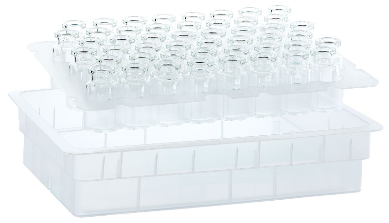 ISO 10R 10ml open sterile vials in nest and sterile tub packaging by Voigt Global DIstribution Inc